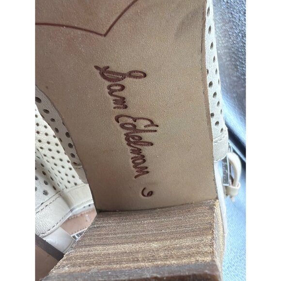 Sam Edelman Perforated Sandals Block Heel Peep Toe shoe size 6 - Picture 8 of 9